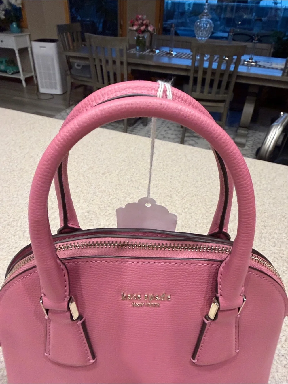kate spade blustery pink “SylviaPebbled  medium Dome Satchel w/ Removable Strap